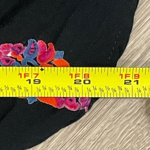 Angie Women Mini Dress Large Black Floral Colorful Paisley Bohemian Contemporary - Picture 9 of 11